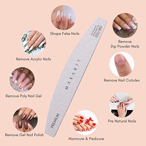 Makartt Nail File 100 180 Grit Zebra Nail Files for Acrylic Nails Natural Nai...