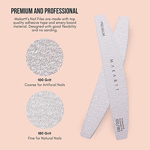Makartt Nail File 100 180 Grit Zebra Nail Files for Acrylic Nails Natural Nai...
