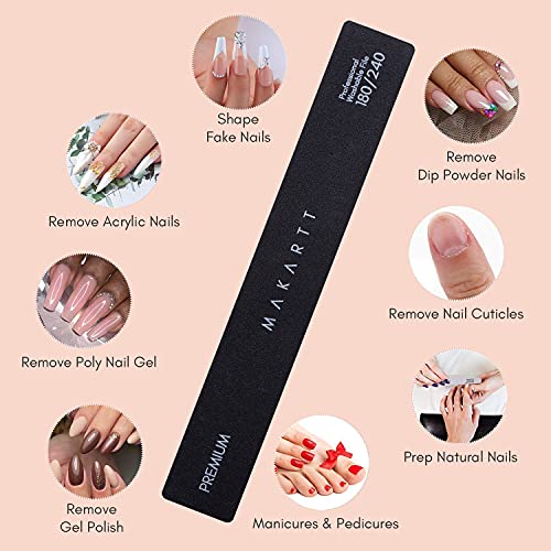 Makartt Nail Files 180 240 Grit 10PCS Emery Board Nail Files for Poly Nail Ge...