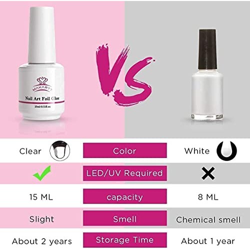 Makartt Nail Foil Nail Art Foil Glue Gel for Foil Stickers Nail Transfer Tips...