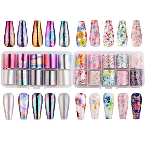 Makartt Nail Foil Nail Art Foil Glue Gel with Rose Flowers Metal Foil Sticker...