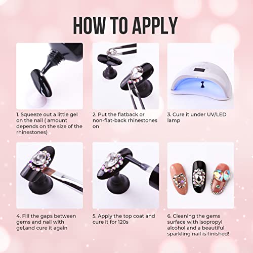 Makartt Nail Rhinestone Glue Gel 1.06oz Nail Lamp Needed Gem Glue Gel Super S...