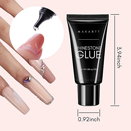 Makartt Nail Rhinestone Glue Gel 1.06oz Nail Lamp Needed Gem Glue Gel Super S...
