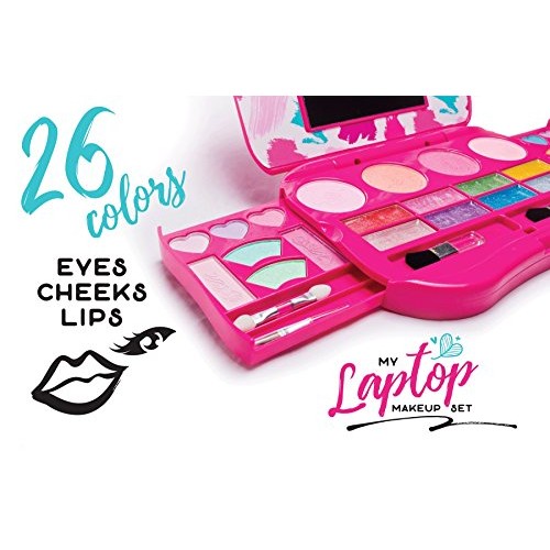 My First Makeup Set, Girls Makeup Kit, Fold Out Makeup Palette with Mirror an...