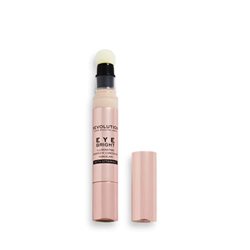 Makeup Revolution Eye Bright Concealer, Buildable Coverage, Dewy Finish, Porc...