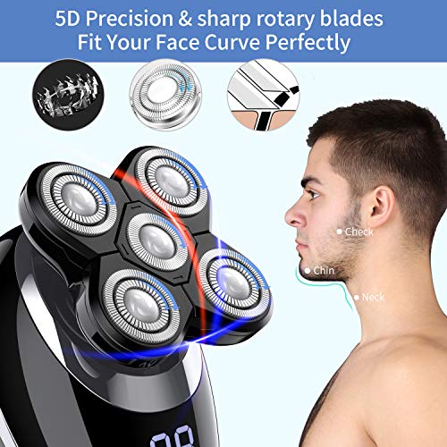 Electric shavers for Men, Cordless Rechargeable Electric Razor Bald Head Shav...