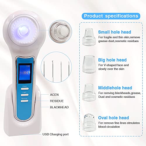 Blackhead Remover Vacuum, Facial Cleansing Brush, Rechargeable IPX7 Waterproo...