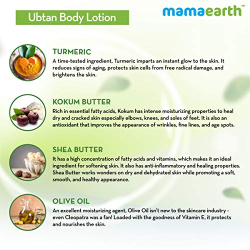 Mamaearth Ubtan Body Lotion with Turmeric & Kokum Butter for Glowing Skin – 4...
