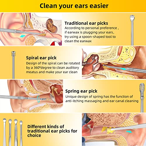 9 Pcs Ear Pick Earwax Removal Kit, Ear Cleansing Tool Set, Ear Wax Removal To...