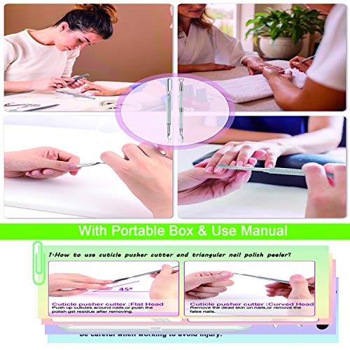 Premium Cuticle Pusher and Gel Polish Remover Set with Nail Files, Profession...