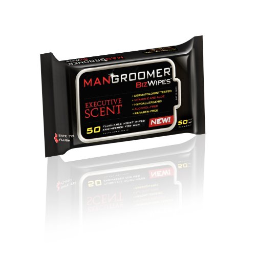 MANGROOMER Biz Wipes Flushable Moist Personal Wipes Engineered for Men, Execu...