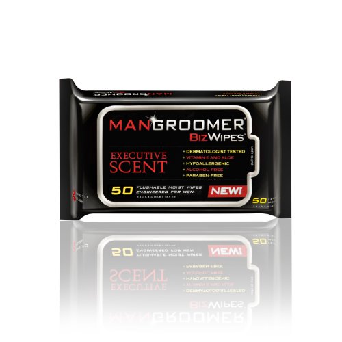 MANGROOMER Biz Wipes Flushable Moist Personal Wipes Engineered for Men, Execu...