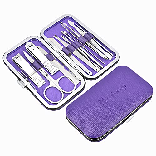 Manicure Set, 12 PCS Stainless Steel Manicure Kit with Fingernail Clippers an...