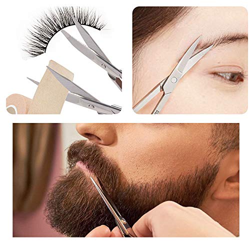2 Pack Professional Small Beard & Nose Hair Beauty Scissors,Curved and Safety...
