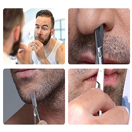 2 Pack Professional Small Beard & Nose Hair Beauty Scissors,Curved and Safety...