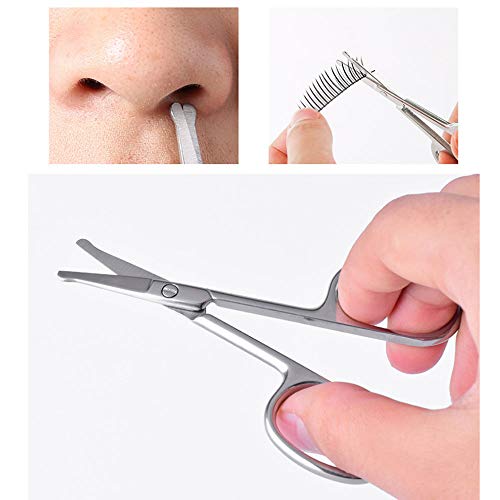 2 Pack Professional Small Beard & Nose Hair Beauty Scissors,Curved and Safety...