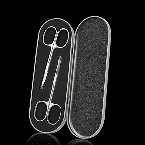 2 Pack Professional Small Beard & Nose Hair Beauty Scissors,Curved and Safety...