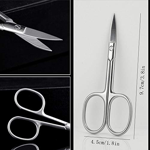 2 Pack Professional Small Beard & Nose Hair Beauty Scissors,Curved and Safety...