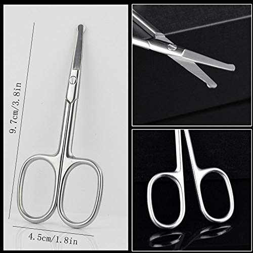 2 Pack Professional Small Beard & Nose Hair Beauty Scissors,Curved and Safety...
