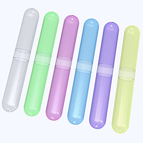 6 Pack Travel Toothbrush Case, Plastic Portable Toothbrush Holder for Traveli...