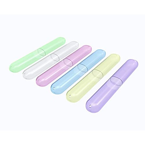 6 Pack Travel Toothbrush Case, Plastic Portable Toothbrush Holder for Traveli...