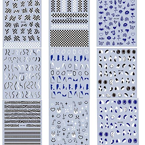 Retro Wraps Slider decals Self Adhesive Transfer Foil Manicure Checkerboard N...