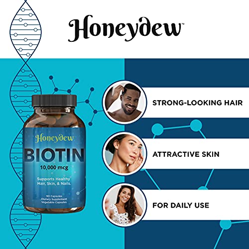 Biotin 10000mcg for Hair Skin and Nails - Honeydew Biotin Hair Vitamins for F...