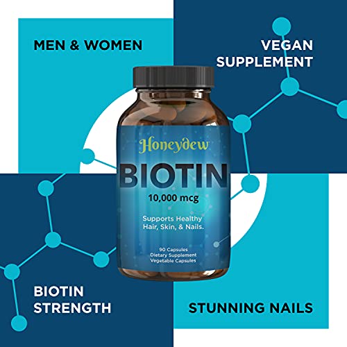 Biotin 10000mcg for Hair Skin and Nails - Honeydew Biotin Hair Vitamins for F...