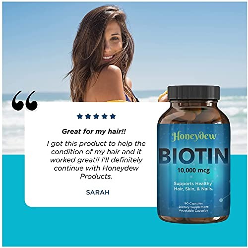 Biotin 10000mcg for Hair Skin and Nails - Honeydew Biotin Hair Vitamins for F...