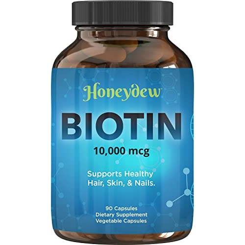 Biotin 10000mcg for Hair Skin and Nails - Honeydew Biotin Hair Vitamins for F...