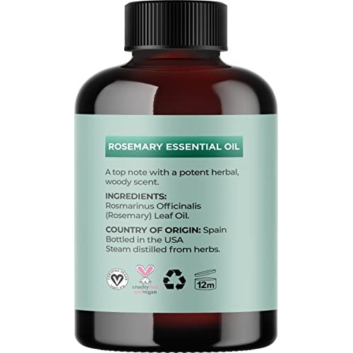 Pure Rosemary Essential Oil with Dropper - Undiluted Rosemary Oil for Hair Sk...