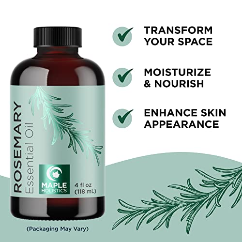 Pure Rosemary Essential Oil with Dropper - Undiluted Rosemary Oil for Hair Sk...
