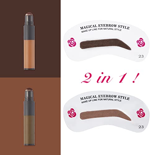 Marine Forest Eyebrow Stamp Stencil Kit, 2 Colors in 1 Waterproof and Long La...