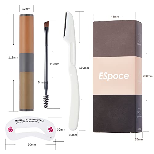 Marine Forest Eyebrow Stamp Stencil Kit, 2 Colors in 1 Waterproof and Long La...