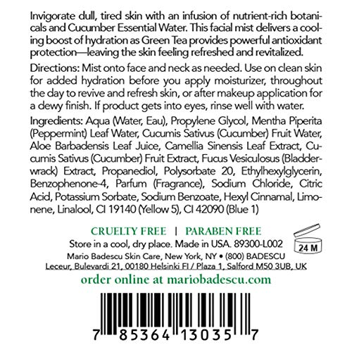 Mario Badescu Facial Spray Herbs/Rosewater and Cucumber/Green Tea, 4 Fl Oz (P...