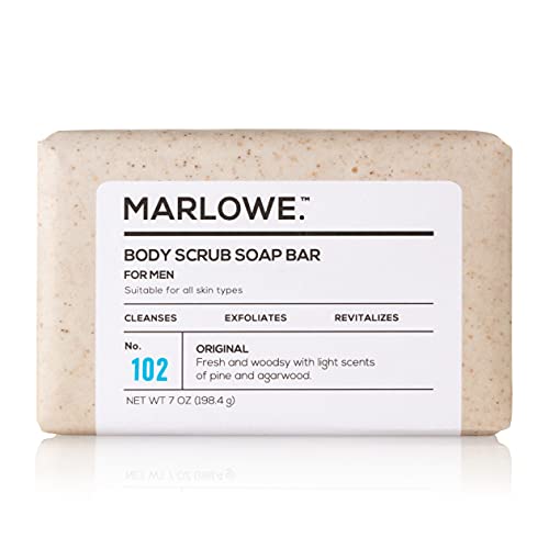 MARLOWE. No. 102 Men's Body Scrub Soap 7 oz | Best Exfoliating Bar for Men | ...