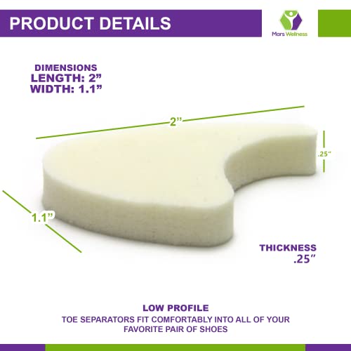 Mars Wellness Full Foam XL Toe Separators 1/4" - Toe Spacers for Corn, Bliste...