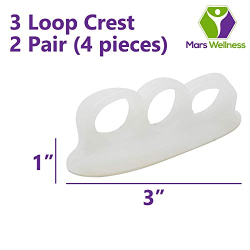 Mars Wellness Gel Toe Separators 2 Pair - 3 Loop Crest Toe Straightener - Gel...
