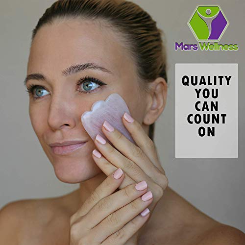 Mars Wellness Gua Sha Scraping Massage Tool - Natural Rose Quartz - for Face ...