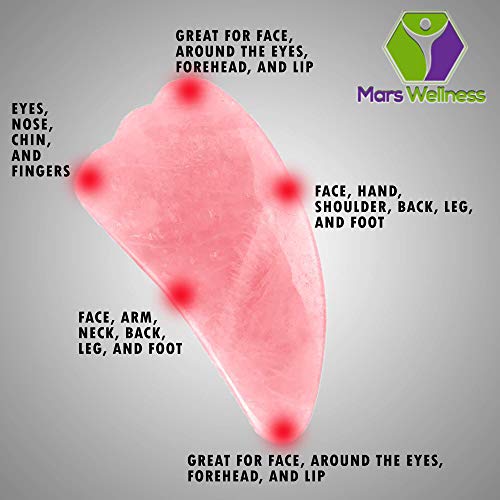 Mars Wellness Gua Sha Scraping Massage Tool - Natural Rose Quartz - for Face ...