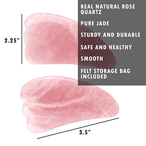 Mars Wellness Gua Sha Scraping Massage Tool - Natural Rose Quartz - for Face ...