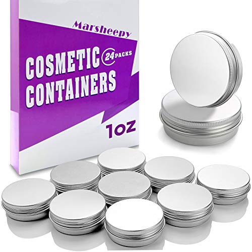 30 ml（1 oz）24 Pack Silver Aluminum Round Lip Balm Tin Storage Jar Container...