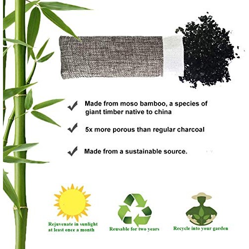 Marsheepy 6 Pack Natural Bamboo Charcoal Bags, Shoe Deodorizer and Odor Remov...