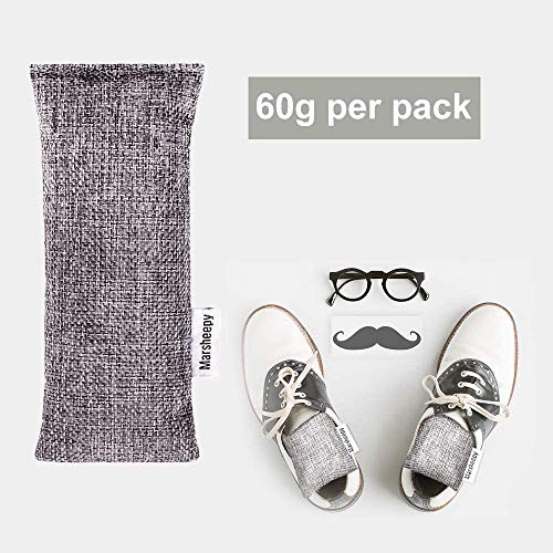 Marsheepy 6 Pack Natural Bamboo Charcoal Bags, Shoe Deodorizer and Odor Remov...