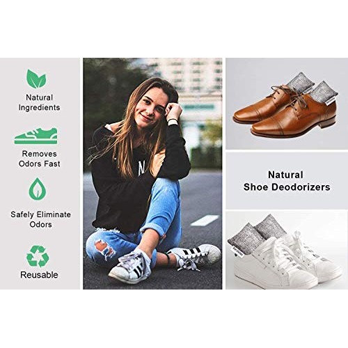 Marsheepy 6 Pack Natural Bamboo Charcoal Bags, Shoe Deodorizer and Odor Remov...