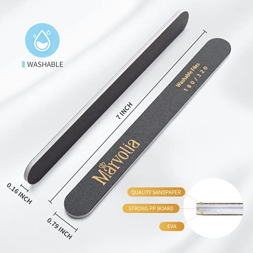 Marvolia Nail File 24 Pcs Nail Filer 180/320 Grit Nail Files for Acrylic and ...