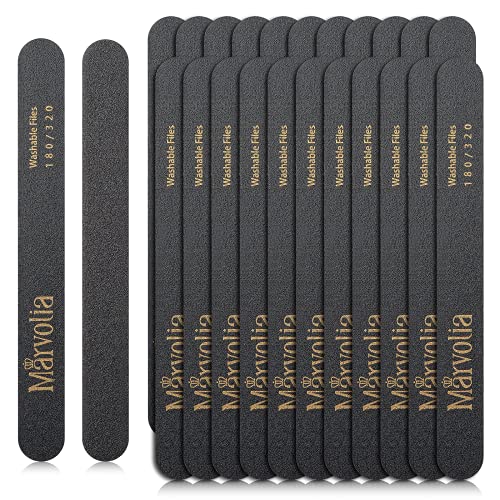 Marvolia Nail File 24 Pcs Nail Filer 180/320 Grit Nail Files for Acrylic and ...