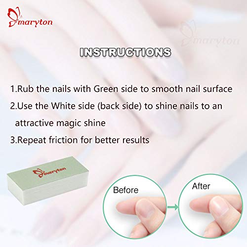 Maryton Mini Nail Buffer Blocks, Disposable Nail Shine Buffers Kit - Green Si...