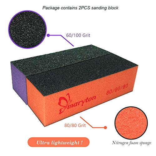 Maryton Nail Buffer Mini Block File 80/100 Grit Disposable Bulk, 130 Count (O...
