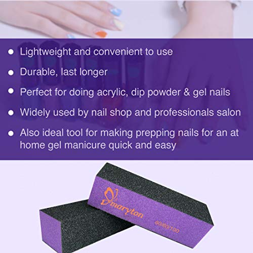 Maryton Nail Buffer Sanding Block Polisher Buffing File 60/100 Grit for Acryl...